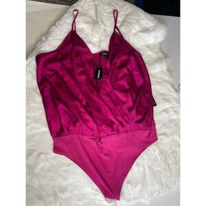 Express Pink Surplice V-Neck Sleeveless Bodysuit NWT XL